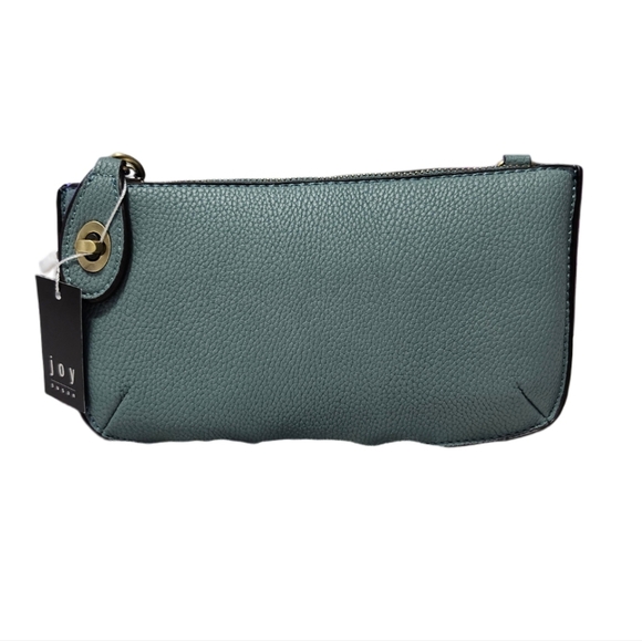 NWT  Joy Susan  Mini Crossbody Wristlet/ Clutch  Leather  w/Straps Blue/Green - Picture 2 of 7